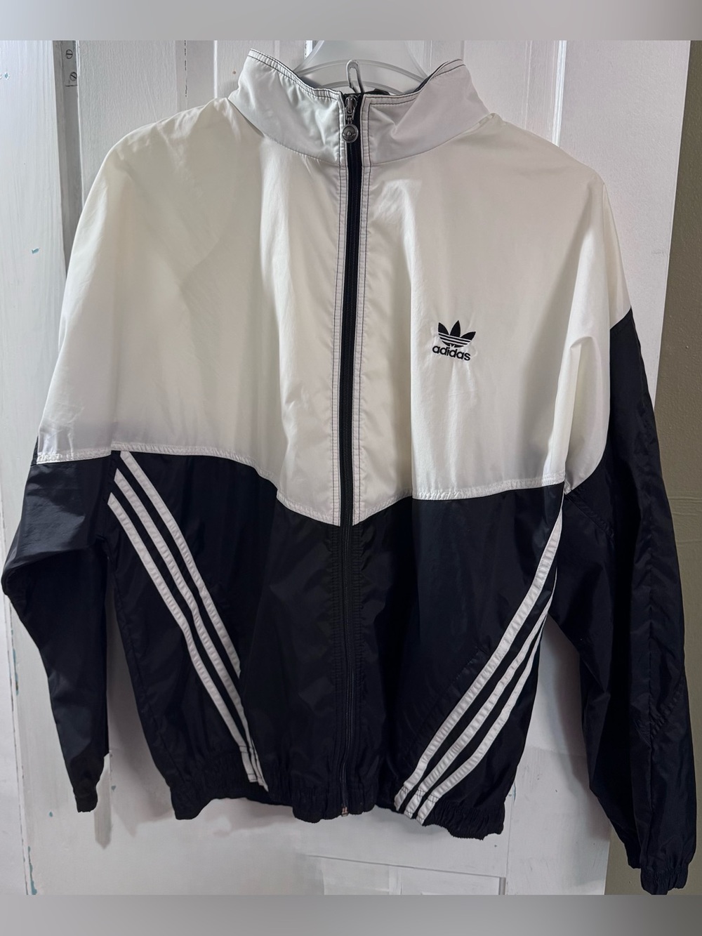 adidas Black & White Colorblock Windbreaker Jacket
